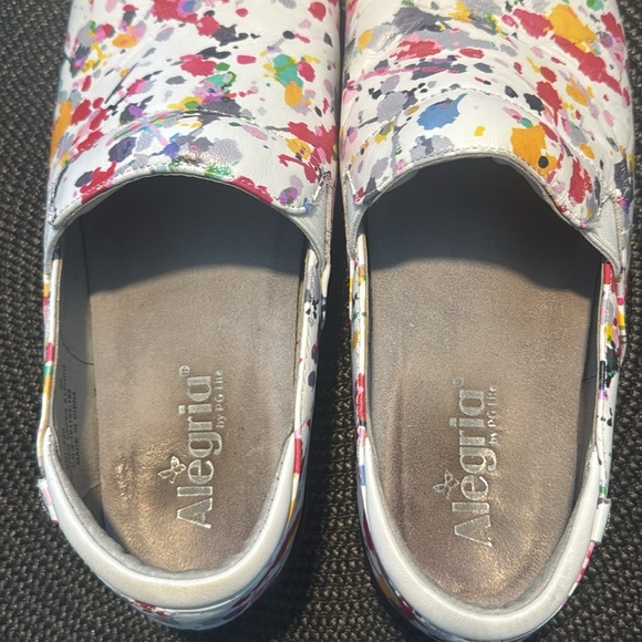 Alegria Keli Pollack White Paint Splatter Leather Clogs - Size 39 - Picture 5 of 6